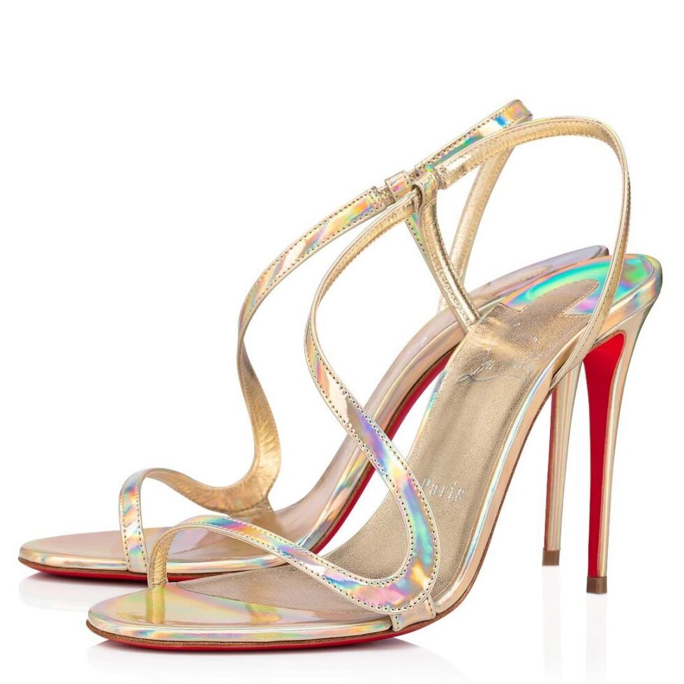 Replica Christian Louboutin Rosalie 100mm Sandals In Gold Patent Psychic 104