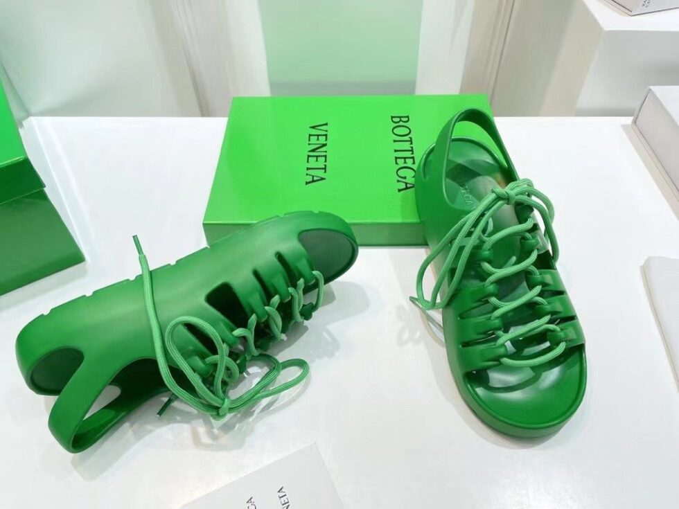 Replica Bottega Veneta Jelly Sandals In Green Rubber 108