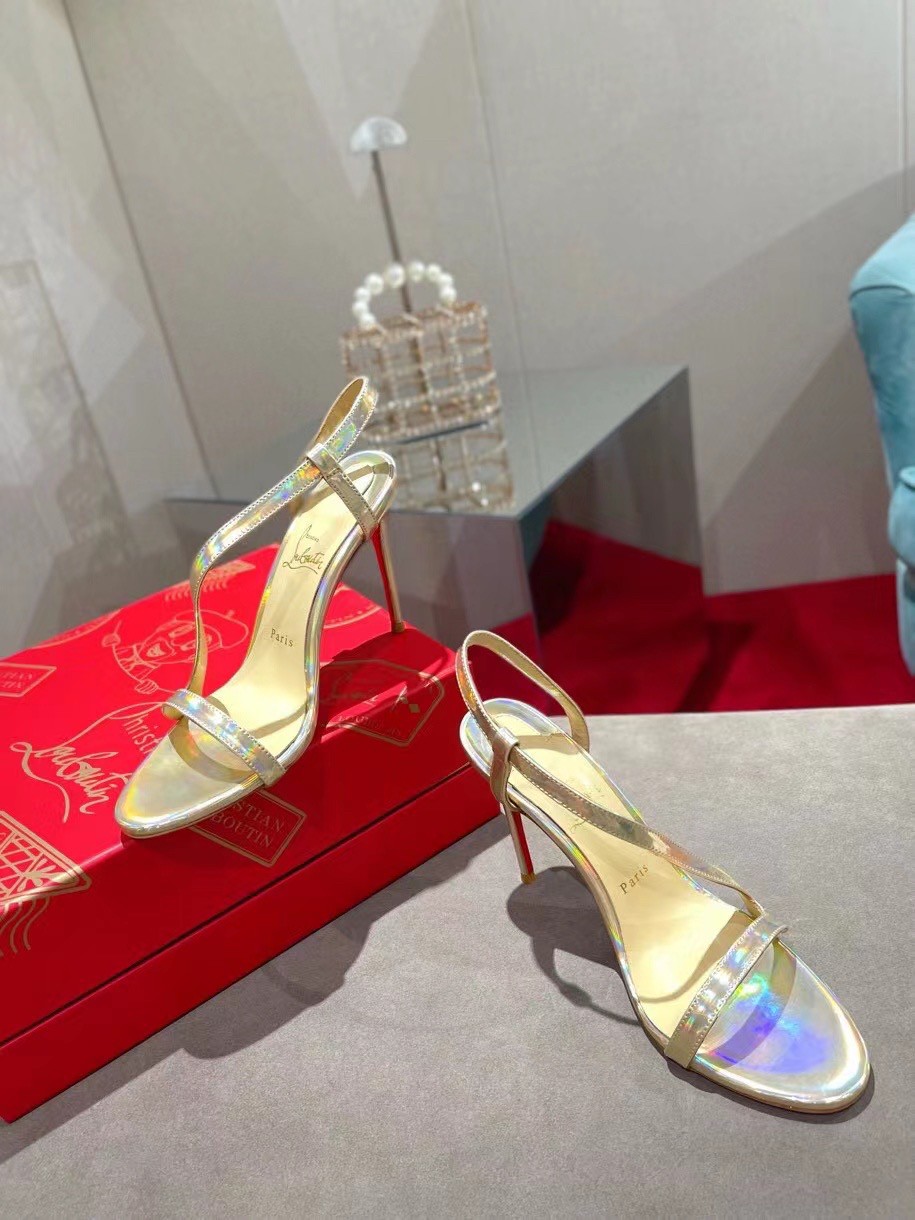 Replica Christian Louboutin Rosalie 100mm Sandals In Gold Patent Psychic 105