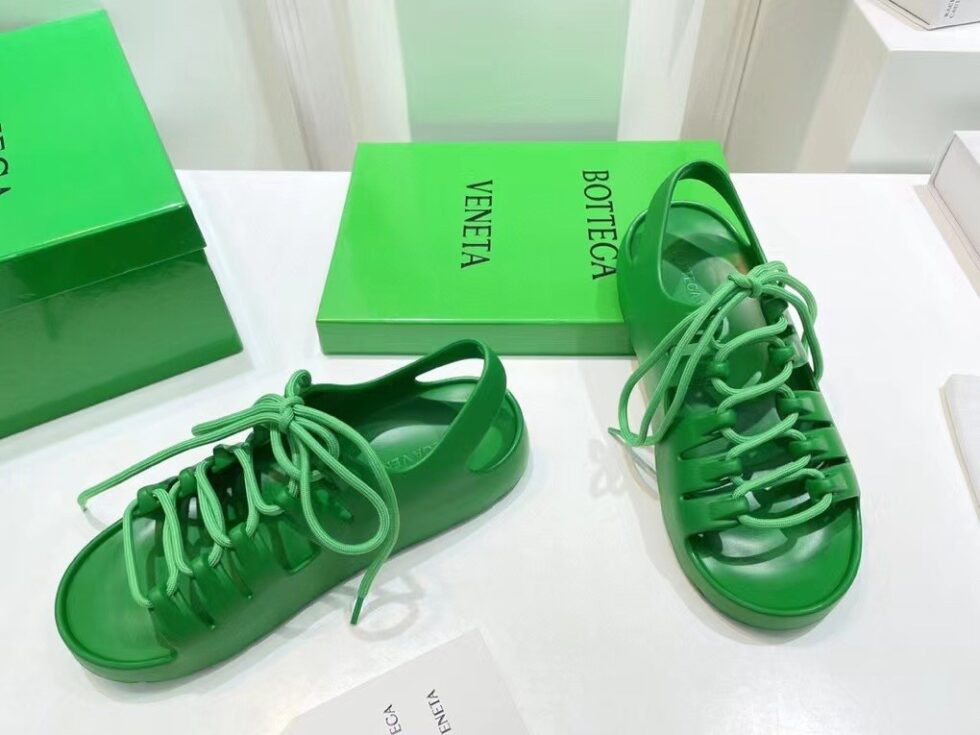 Replica Bottega Veneta Jelly Sandals In Green Rubber 110