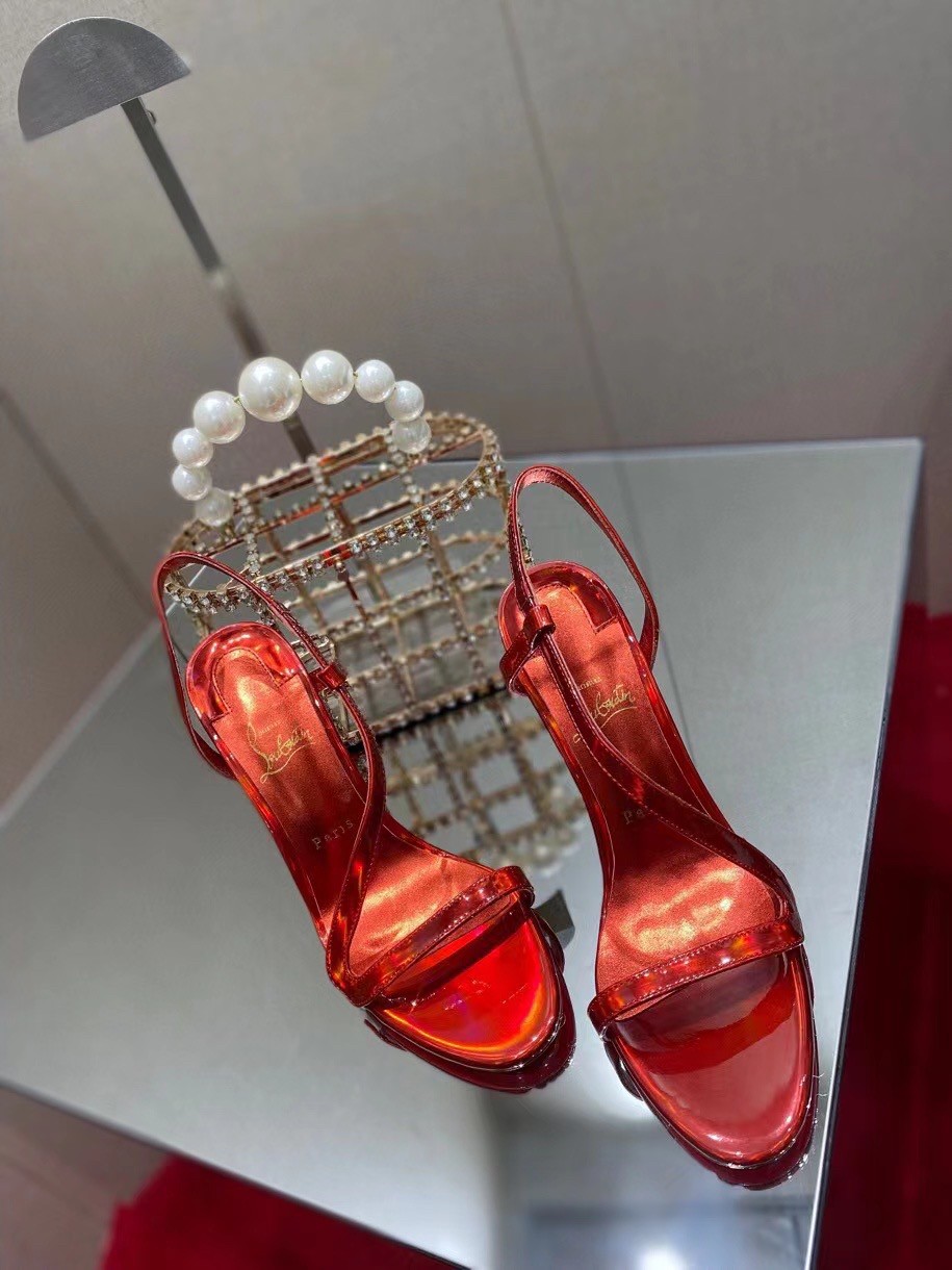 Replica Christian Louboutin Rosalie 100mm Sandals In Red Patent Psychic 109