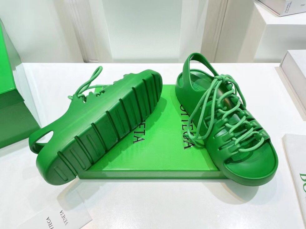 Replica Bottega Veneta Jelly Sandals In Green Rubber 111