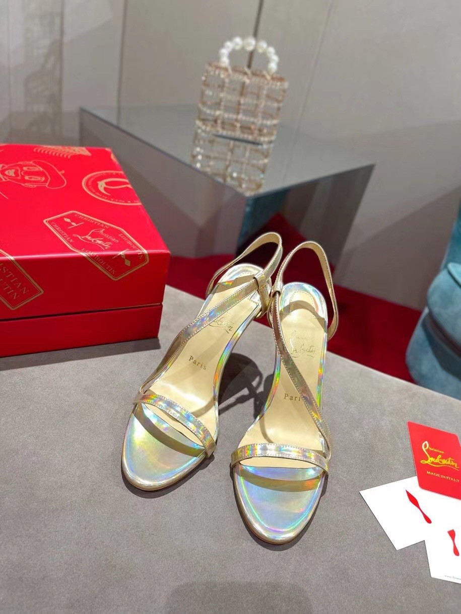 Replica Christian Louboutin Rosalie 100mm Sandals In Gold Patent Psychic 107