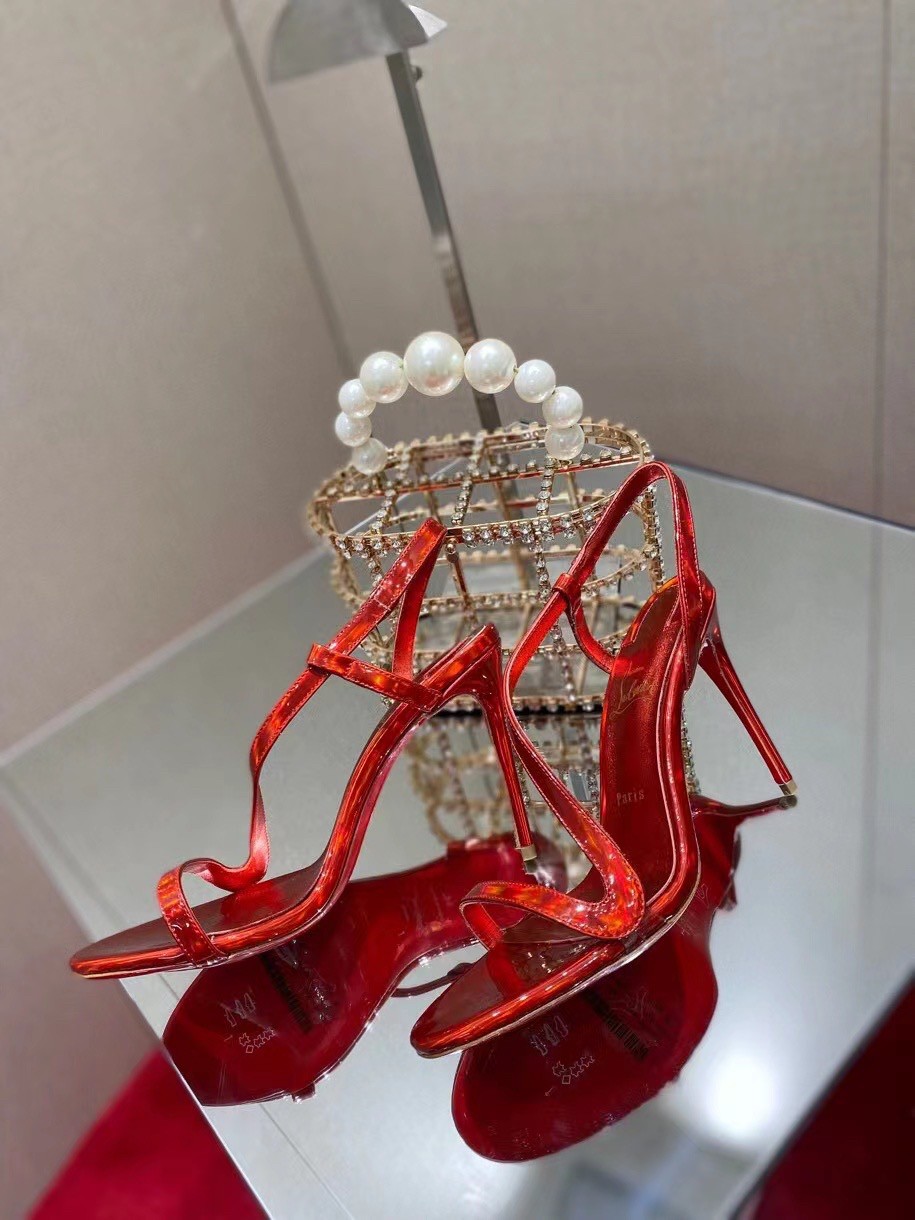 Replica Christian Louboutin Rosalie 100mm Sandals In Red Patent Psychic 110