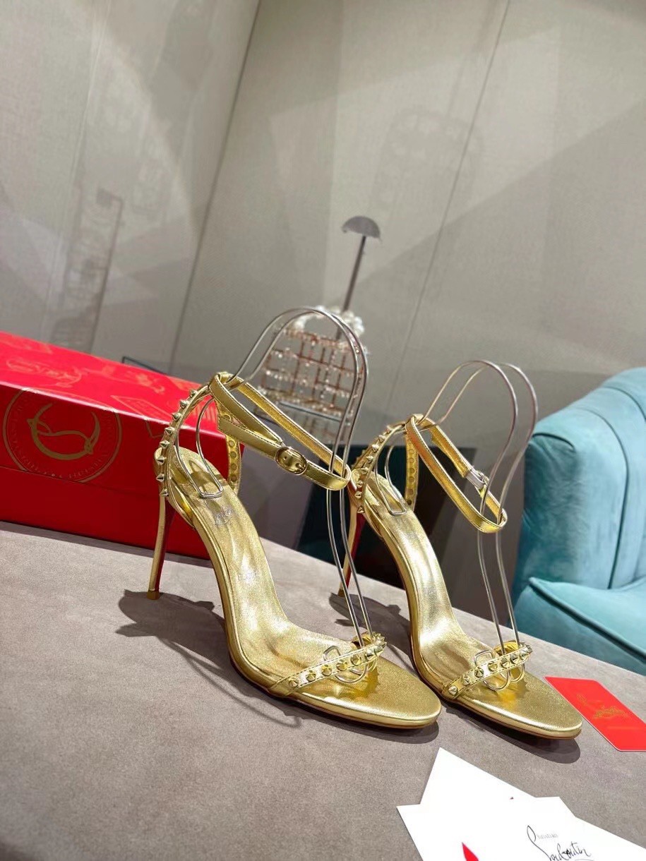 Replica Christian Louboutin So Me 100mm Sandals In Gold Leather 105