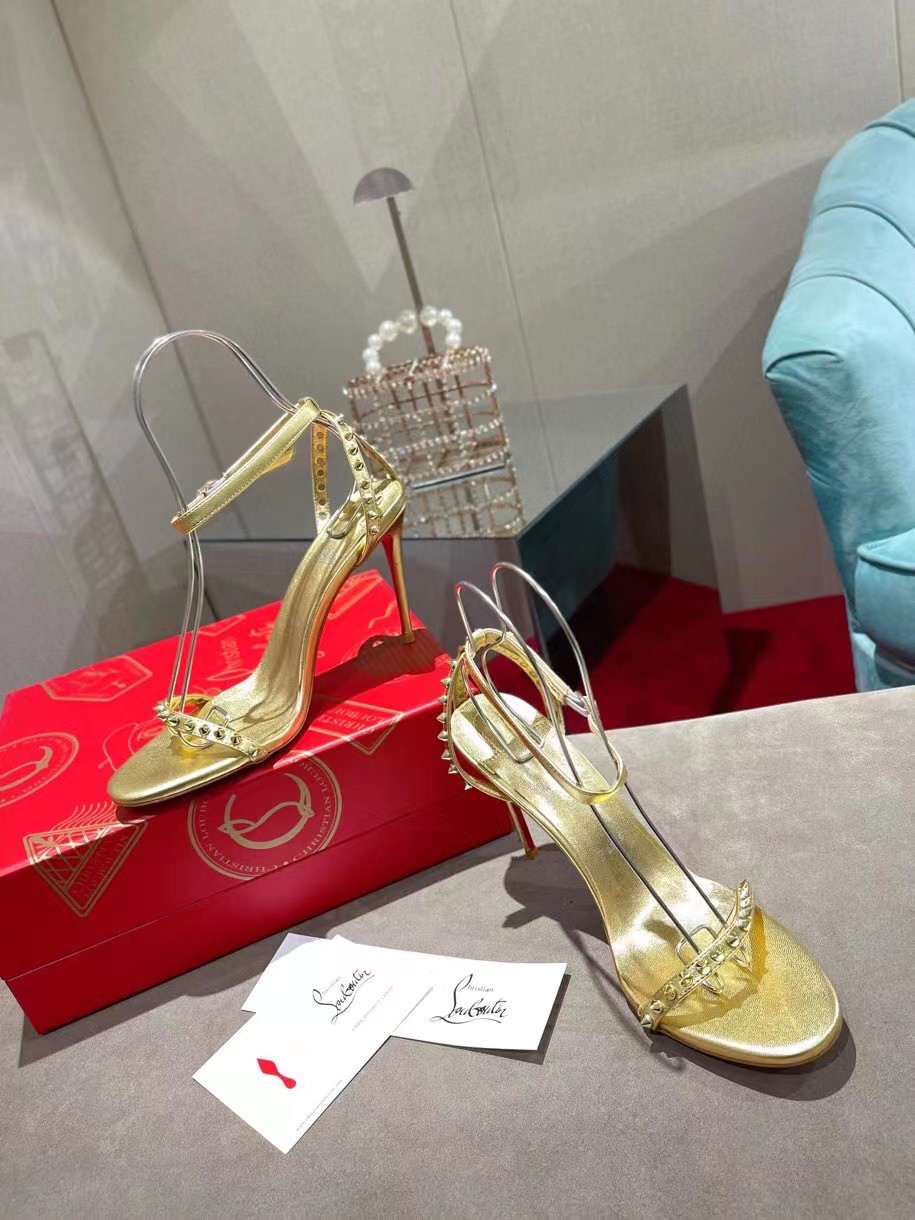 Replica Christian Louboutin So Me 100mm Sandals In Gold Leather 106