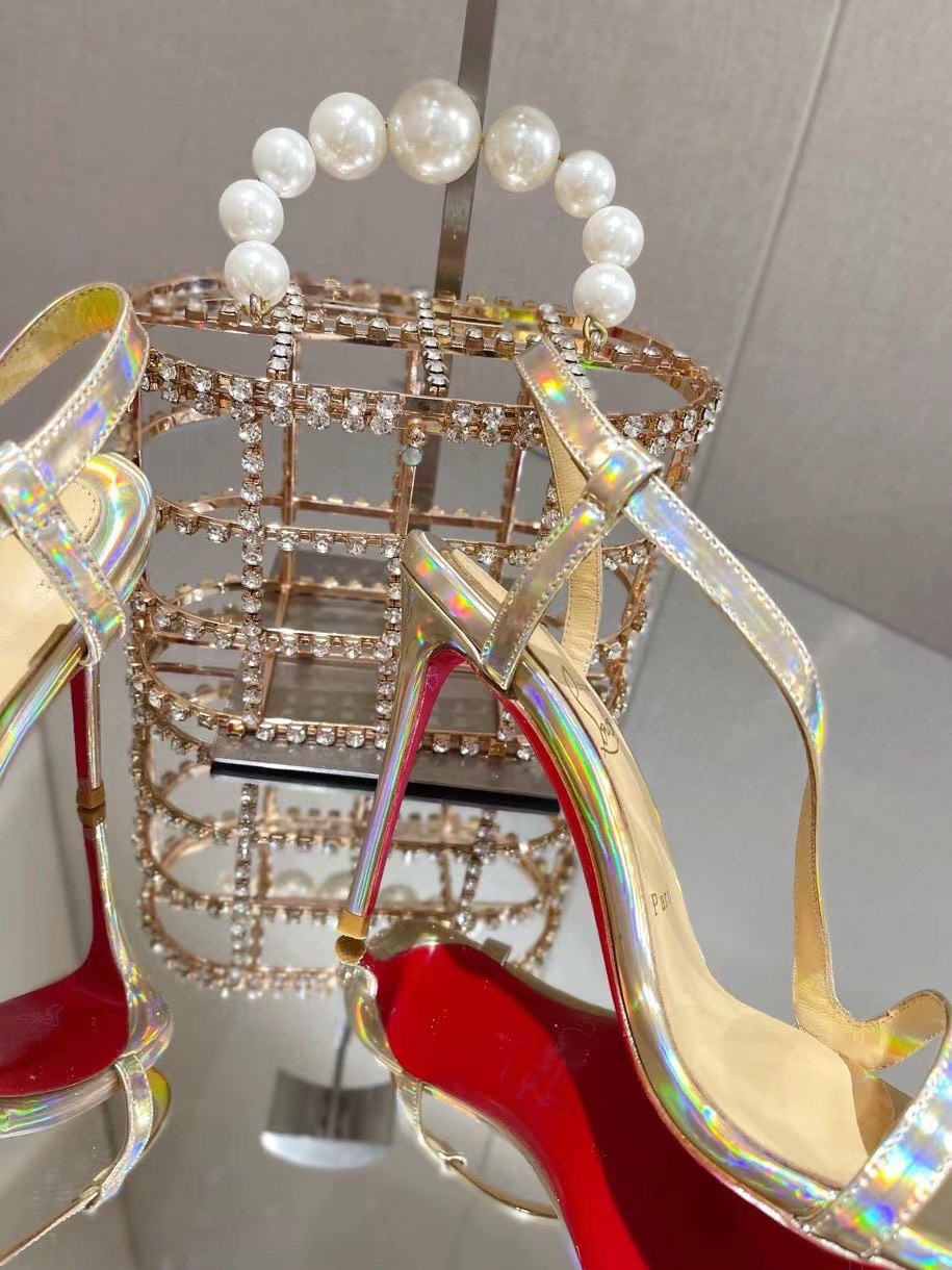 Replica Christian Louboutin Rosalie 100mm Sandals In Gold Patent Psychic 110