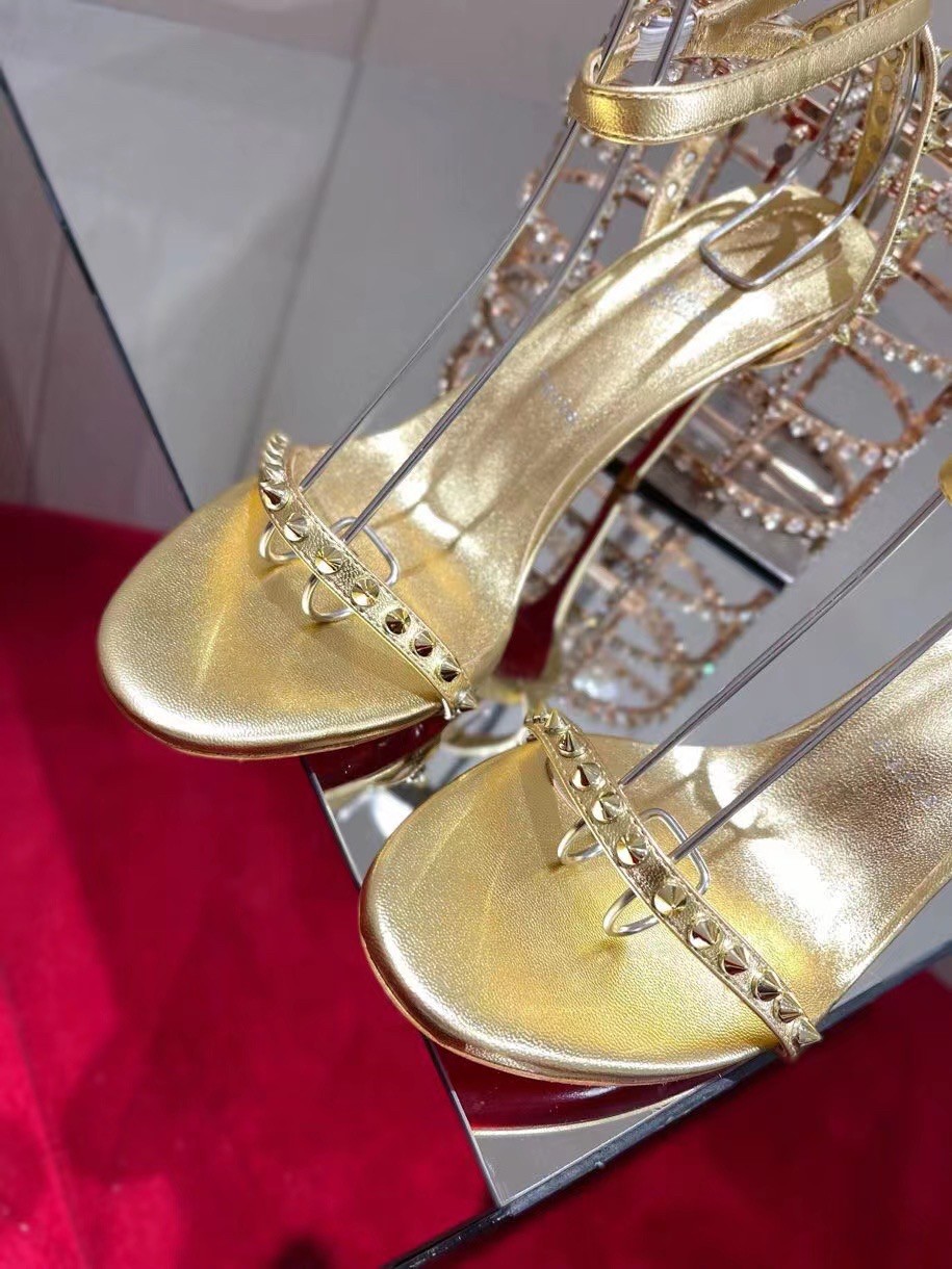 Replica Christian Louboutin So Me 100mm Sandals In Gold Leather 107