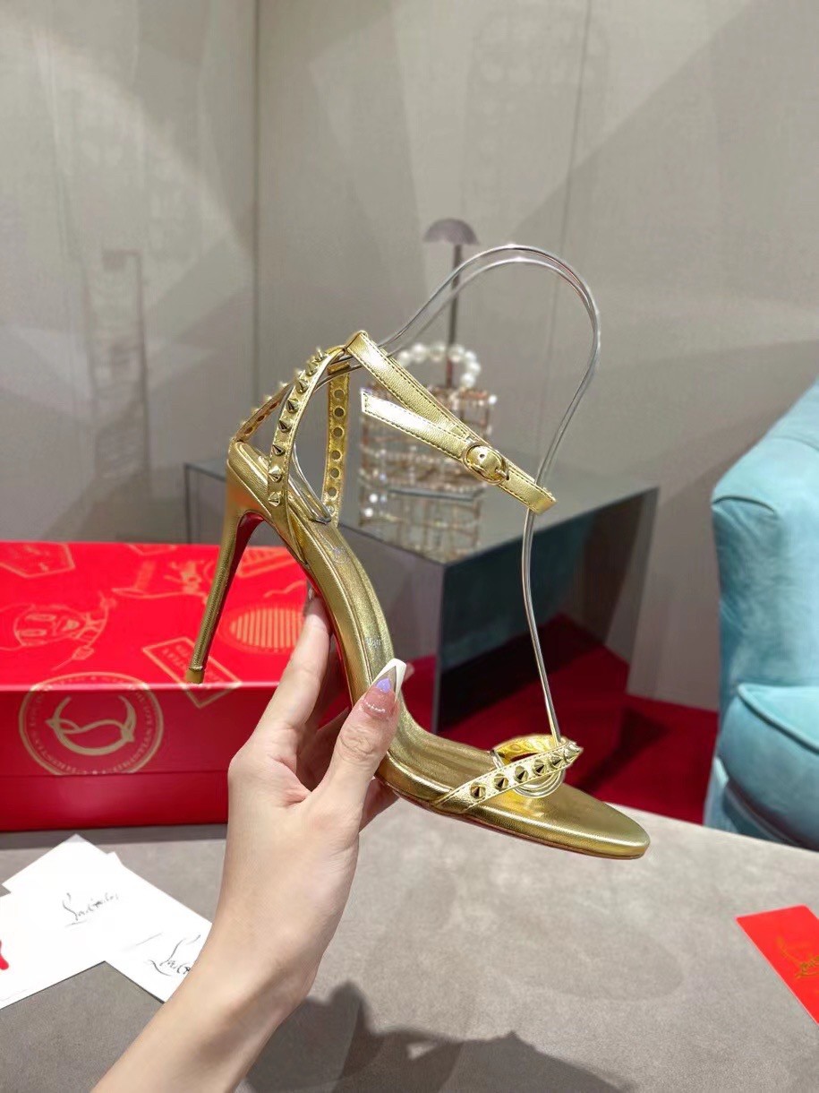 Replica Christian Louboutin So Me 100mm Sandals In Gold Leather 110