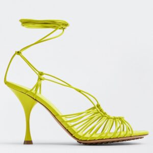 Replica Bottega Veneta Dot Sandals 100mm In Kiwi Lambskin