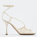 Replica Bottega Veneta Dot Sandals 100mm In White Lambskin