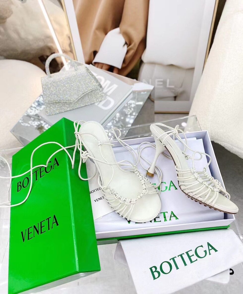 Replica Bottega Veneta Dot Sandals 100mm In White Lambskin 106