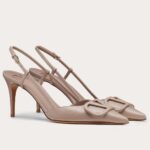 Replica Valentino Vlogo Slingback Pumps 80mm In Poudre Calfskin