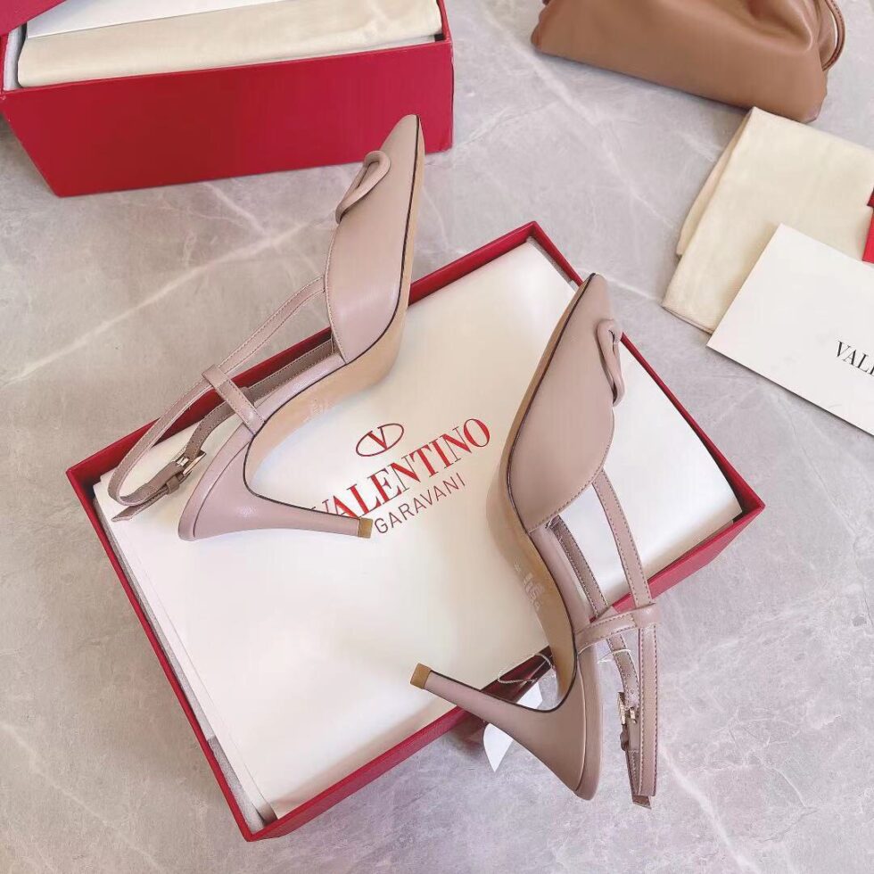 Replica Valentino Vlogo Slingback Pumps 80mm In Poudre Calfskin 106