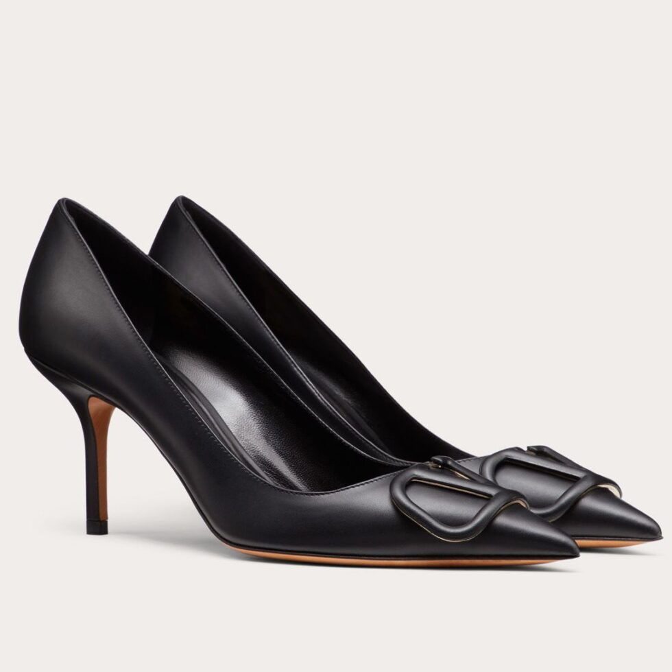 Replica Valentino VLOGO Pumps 80mm In Black Calfskin 104