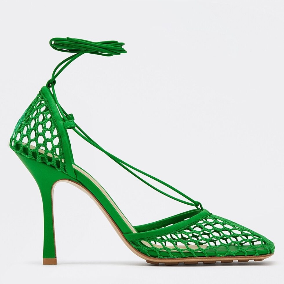 Replica Bottega Veneta Stretch Sandals In Green Mesh 104