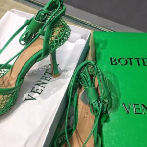 Replica Bottega Veneta Stretch Sandals In Green Mesh 2