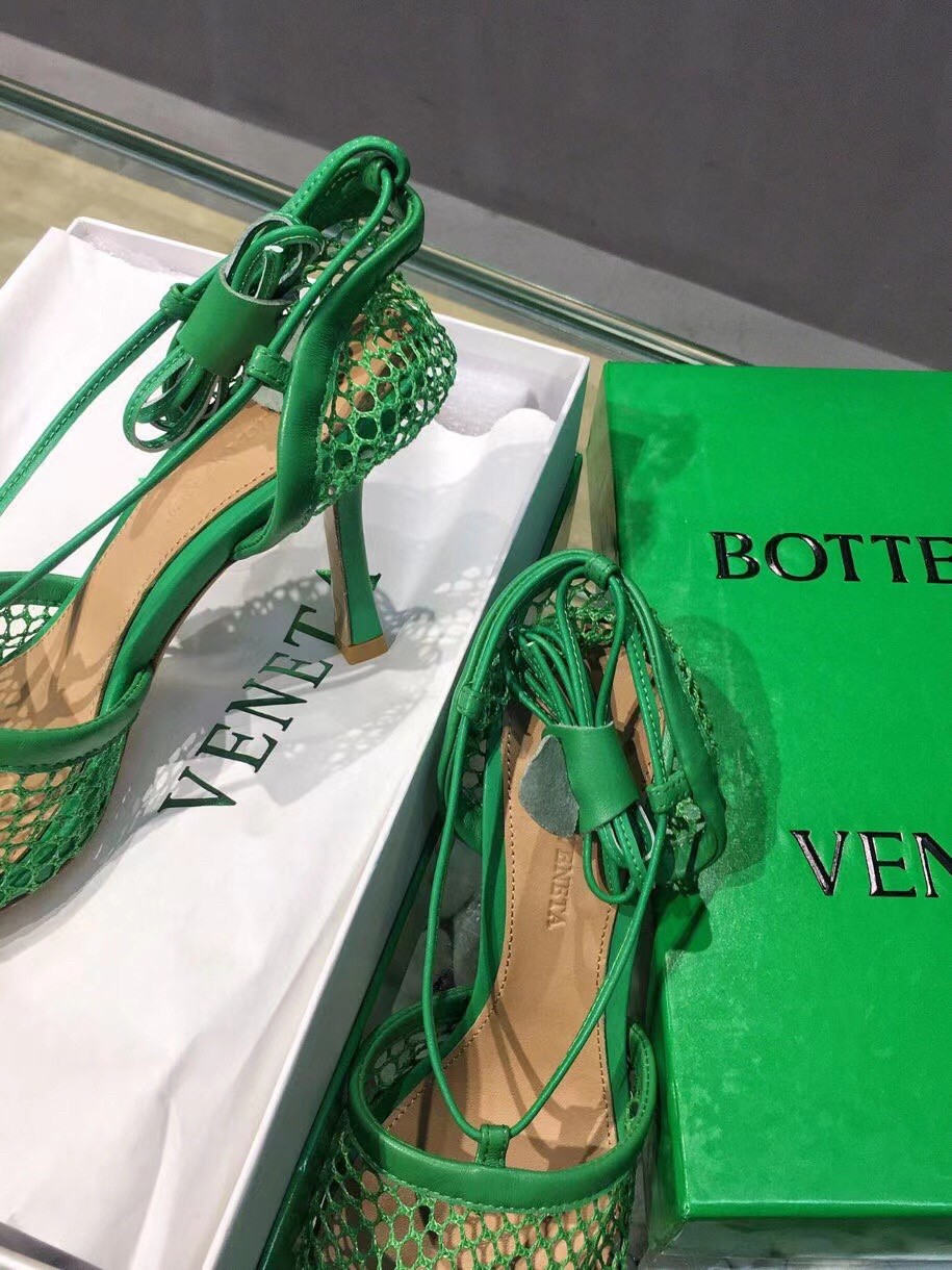 Replica Bottega Veneta Stretch Sandals In Green Mesh 105