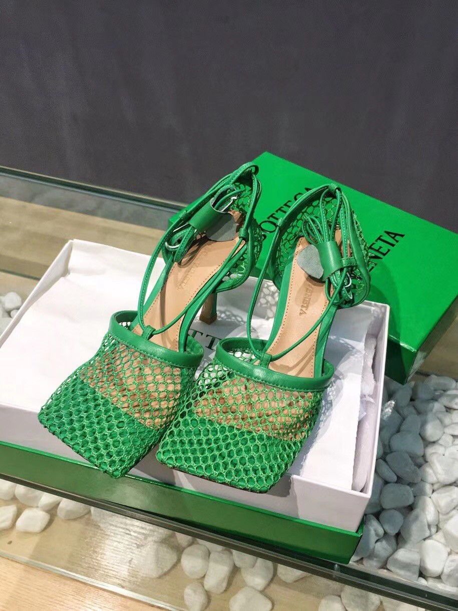 Replica Bottega Veneta Stretch Sandals In Green Mesh 107