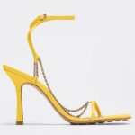 Replica Bottega Veneta Stretch Chain Sandals In Yellow Lambskin