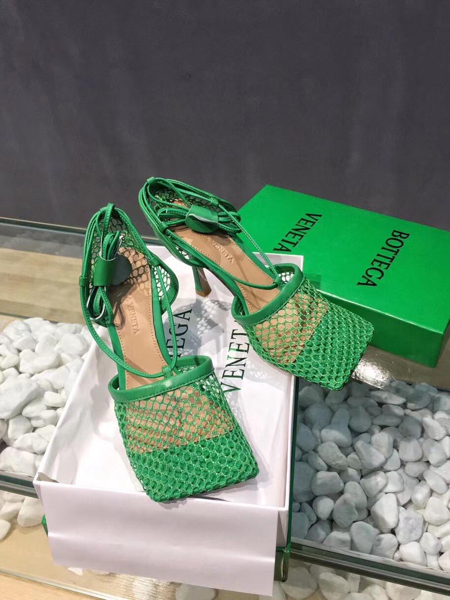 Replica Bottega Veneta Stretch Sandals In Green Mesh 109