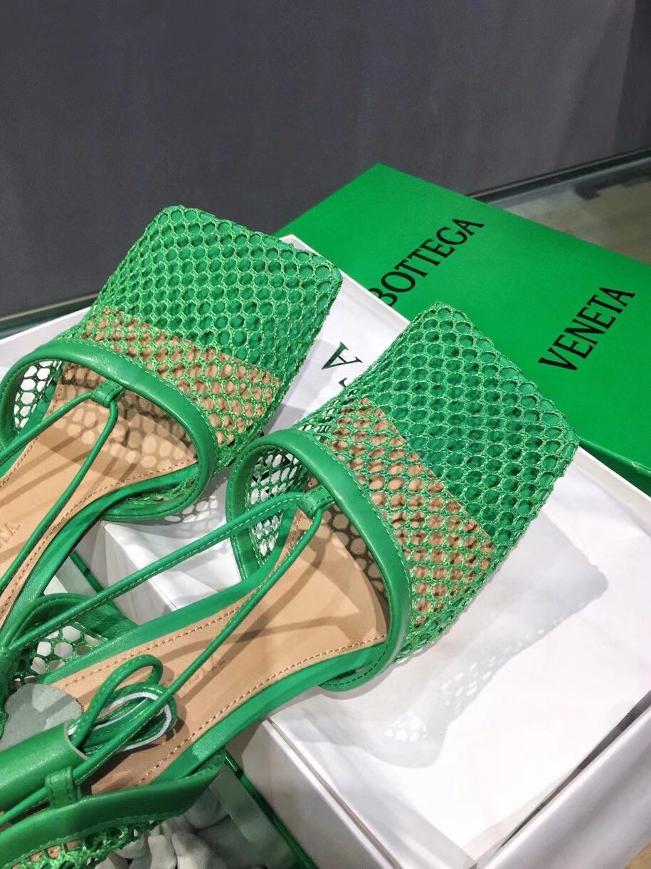 Replica Bottega Veneta Stretch Sandals In Green Mesh 110