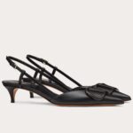 Replica Valentino Vlogo Slingback Pumps 40mm In Black Calfskin