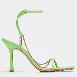 Replica Bottega Veneta Stretch Chain Sandals In Pistachio Lambskin