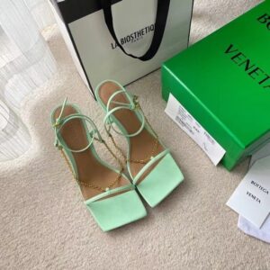 Replica Bottega Veneta Stretch Chain Sandals In Pistachio Lambskin 2