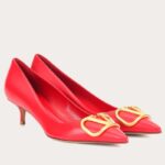 Replica Valentino Garavani Vlogo Pumps 45mm In Red Lambskin