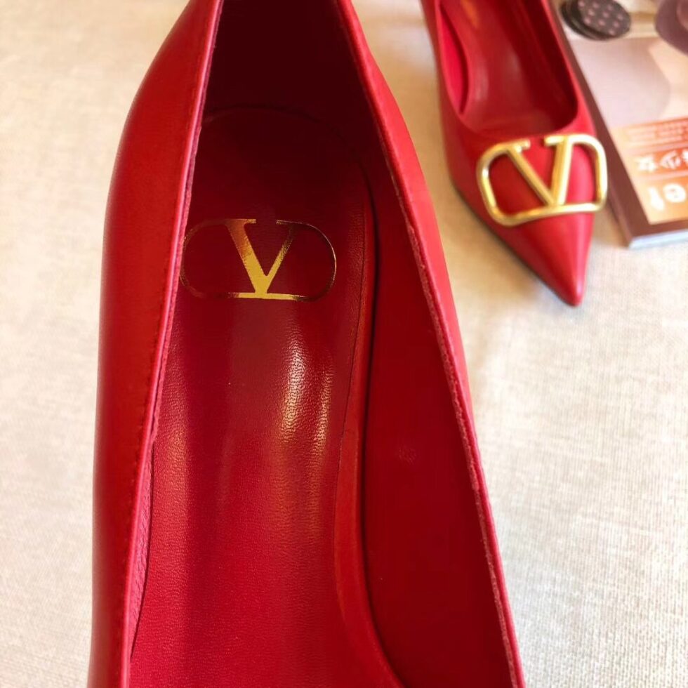 Replica Valentino Garavani Vlogo Pumps 45mm In Red Lambskin 106