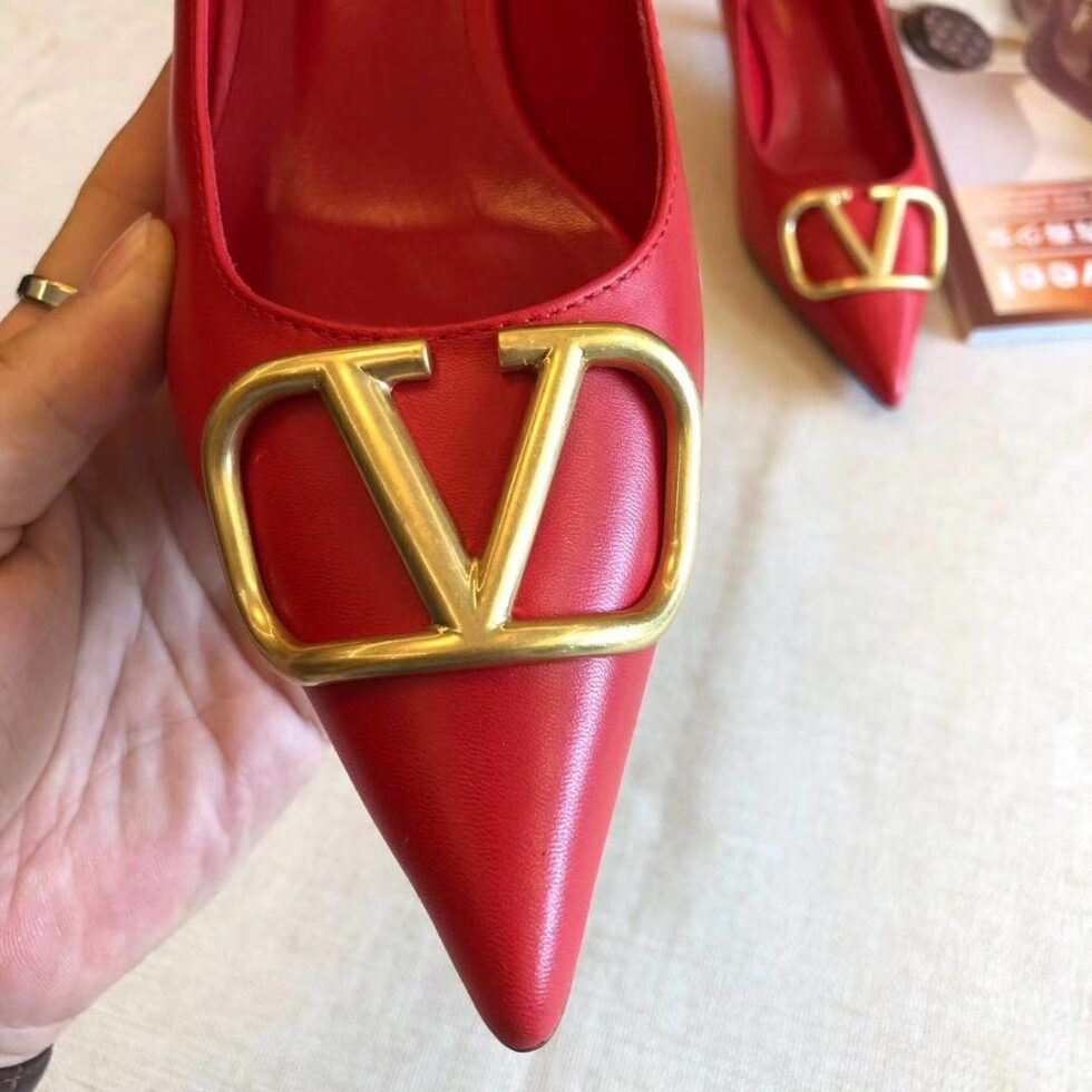 Replica Valentino Garavani Vlogo Pumps 45mm In Red Lambskin 107