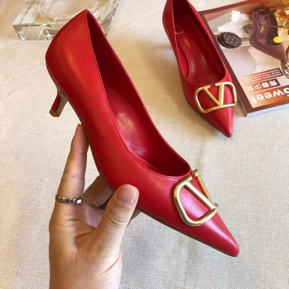 Replica Valentino Garavani Vlogo Pumps 45mm In Red Lambskin 109