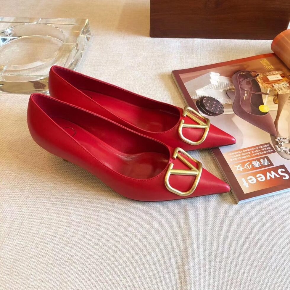 Replica Valentino Garavani Vlogo Pumps 45mm In Red Lambskin 110