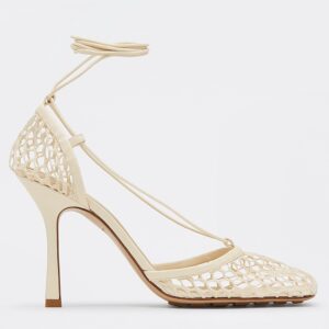 Replica Bottega Veneta Stretch Sandals In White Mesh