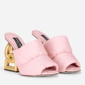 Replica Dolce & Gabbana Pink Down-padded Mules with DG Pop Heel