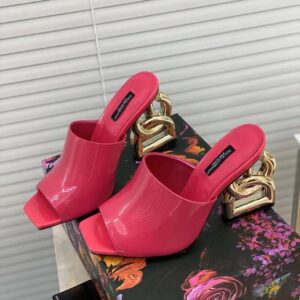 Replica Dolce & Gabbana Fuchsia Patent Mules with DG Pop Heel 2