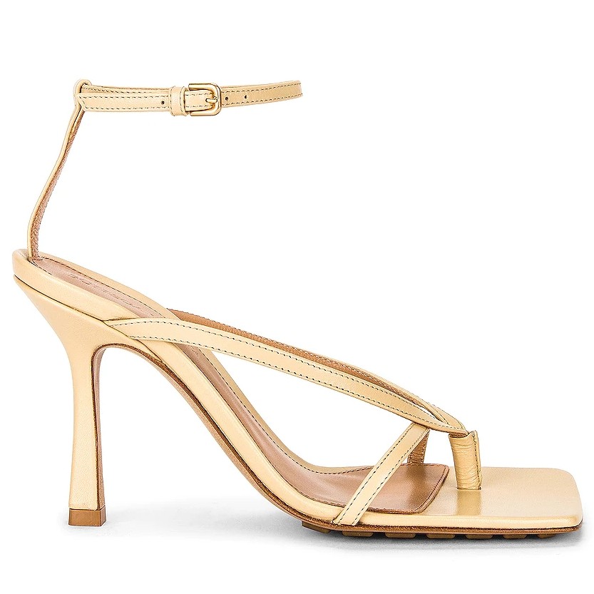 Replica Bottega Veneta Stretch Sandals In Gold Metallic Lambskin 104