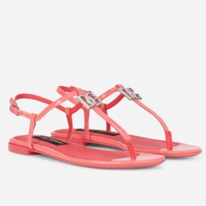 Replica Dolce & Gabbana DG Thong Sandals In Pink Patent Leather