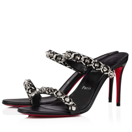 Replica Christian Louboutin Just Chain 85mm Sandals In Black Leather