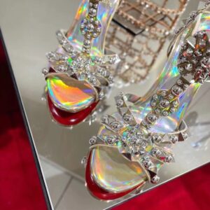 Replica Christian Louboutin Goldora 100mm Silver Sandals with Spikes 2