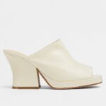 Replica Bottega Veneta Stack Platform Sandals In White Lambskin