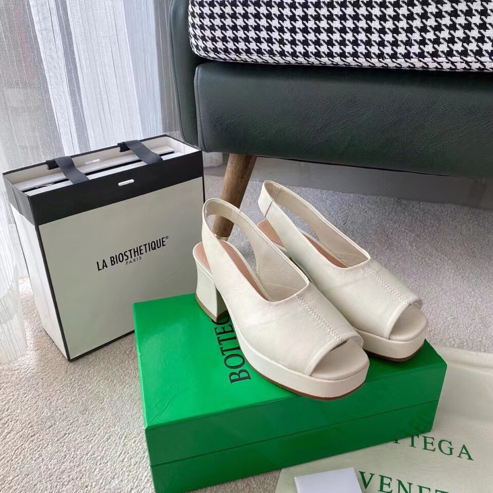 Replica Bottega Veneta Stack Slingback Sandals In White Lambskin 109