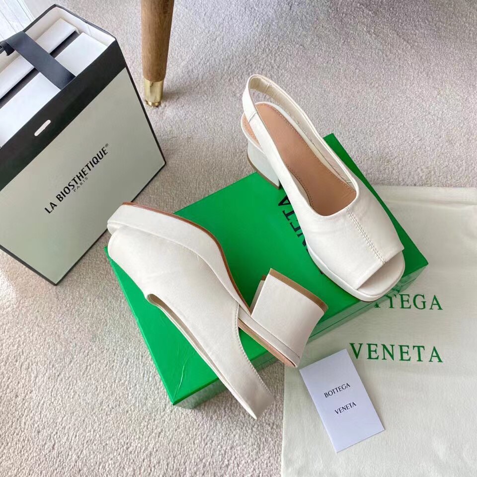 Replica Bottega Veneta Stack Slingback Sandals In White Lambskin 110