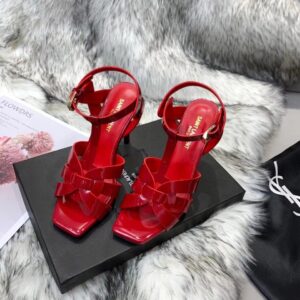 Replica Saint Laurent Tribute Sandals 105 In Red Patent Leather 2