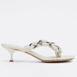 Replica Bottega Veneta Dot Thong Sandals In White Lambskin