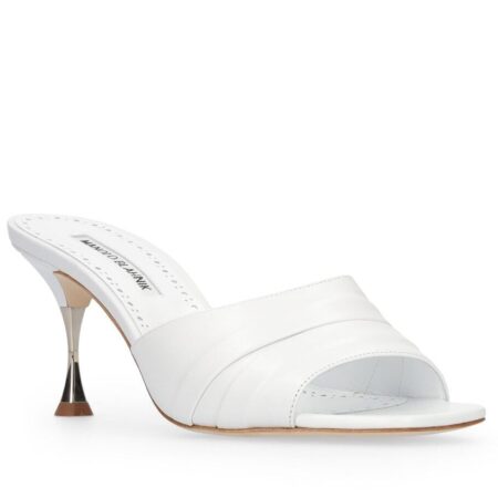 Replica Manolo Blahnik Picoux 70mm Sandals In White Lambskin