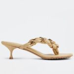 Replica Bottega Veneta Dot Thong Sandals In Beige Lambskin