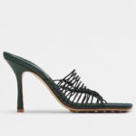 Replica Bottega Veneta Stretch Sandals In Green Elasticized Raffia