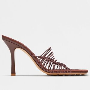 Replica Bottega Veneta Stretch Sandals In Chocolate Elasticized Raffia